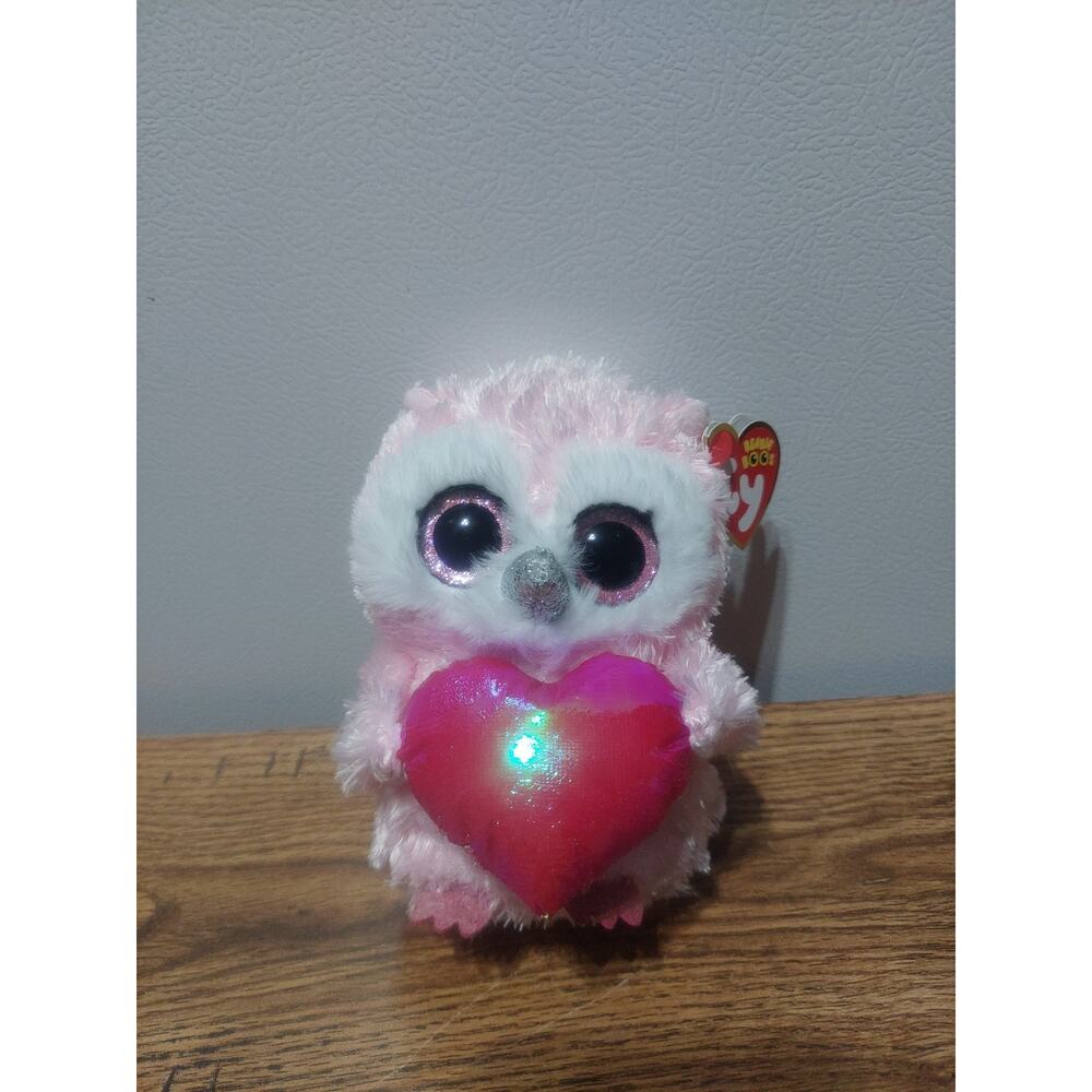 Ty Beanie Boos - WHISPER the Valentines Day Owl 6" NEW MWMTs Plush Stuffed Toy